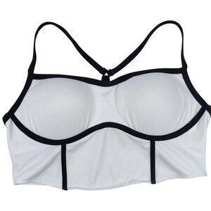 Pink Active Womens Strappy Padded Sports Bra Size L White & Pink Sexy